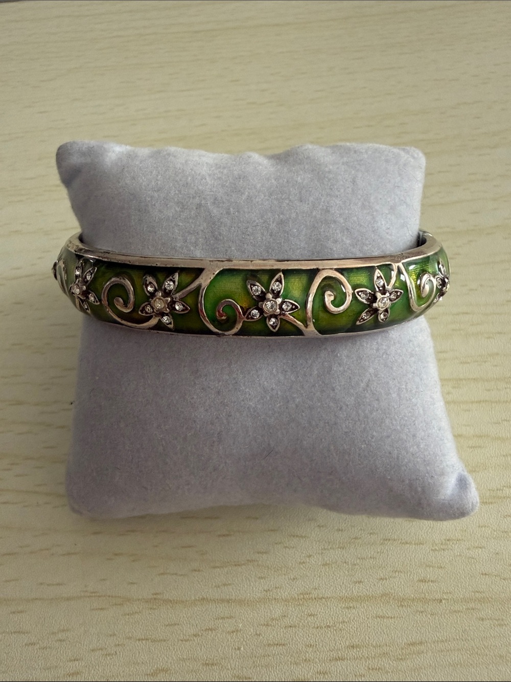 Brighton Green Floral Crystal Enamel Bangle Bracelet